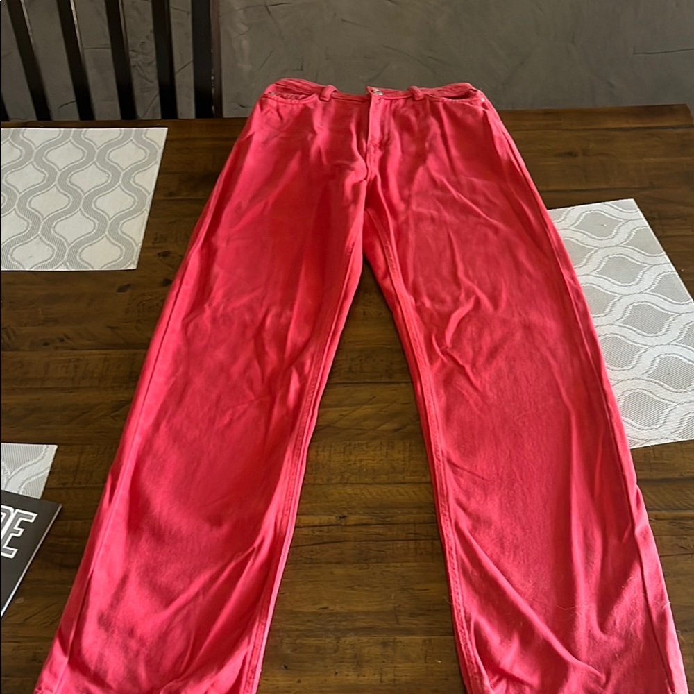 Vibrant Red Western Vintage Jeans